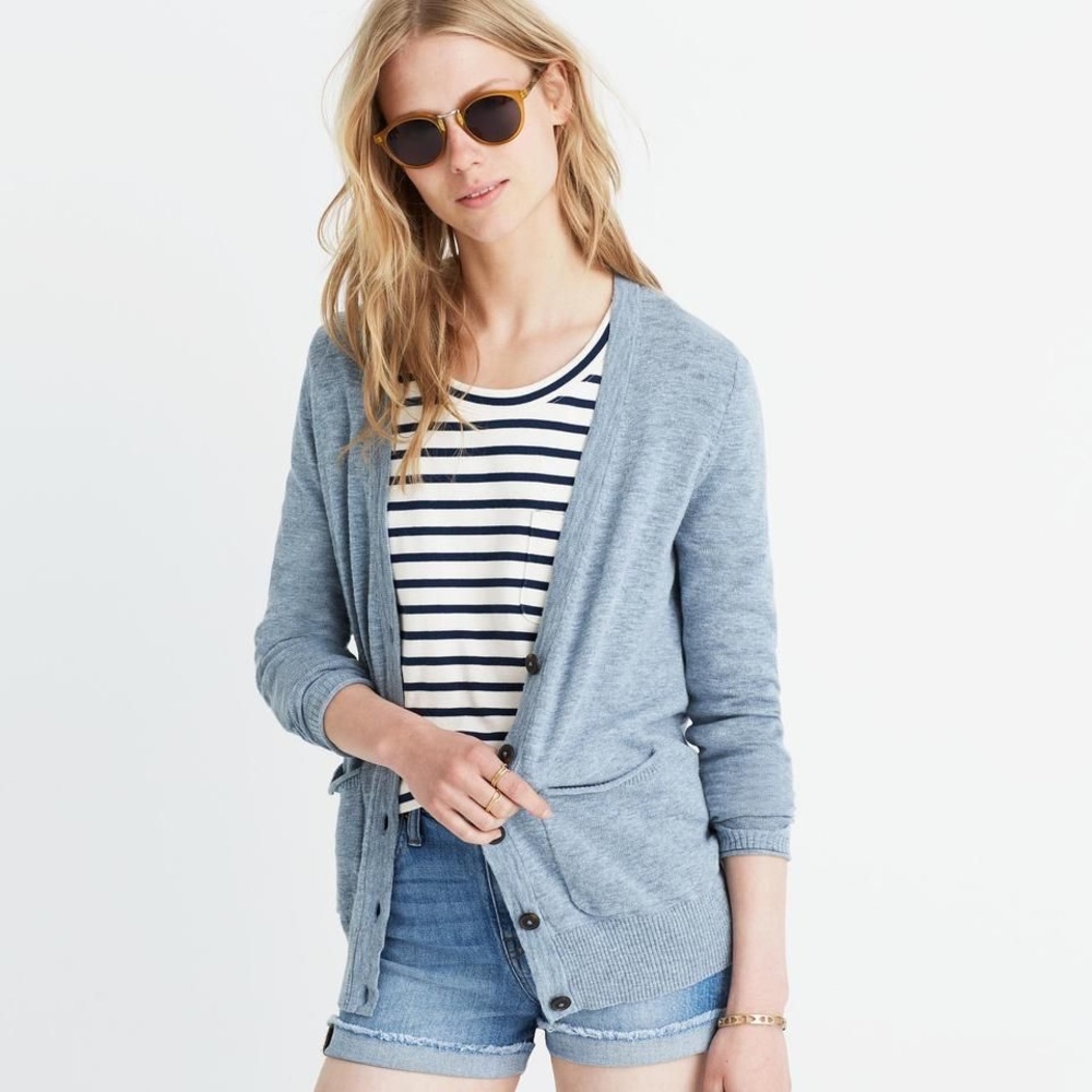 Madewell graduate cardigan sweater size xxs, blue